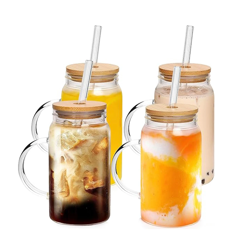 Custom Christmas 16 oz Glass Mason Jars with Lid and Straw Soda Can Shaped Glass for Holiday