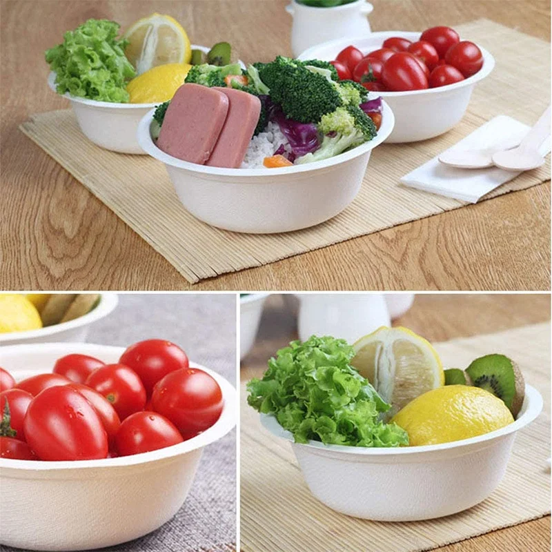  Custom Two Layers Bowls with Lids Round 32 OZ Shallow Paper Bowl