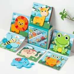 Toddler baby enlightenment cartoon puzzle board car animal shape matching 3d educational puzzle toy juguetes for children