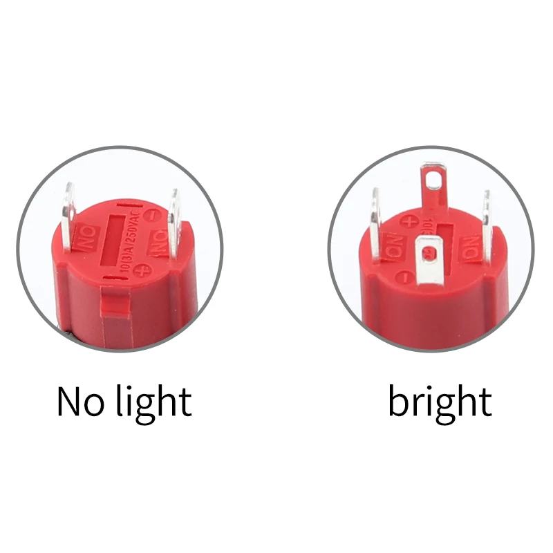 Push Button Switch Momentary Led Push Button Switch with Connector LED Ring Light-emitting Power Symbol Waterproof Metal 16 Mm