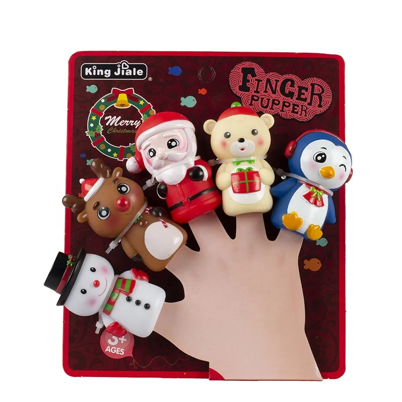 hot sale soft plastic cute forest animals family members fruits christmas santa claus finger puppet toy