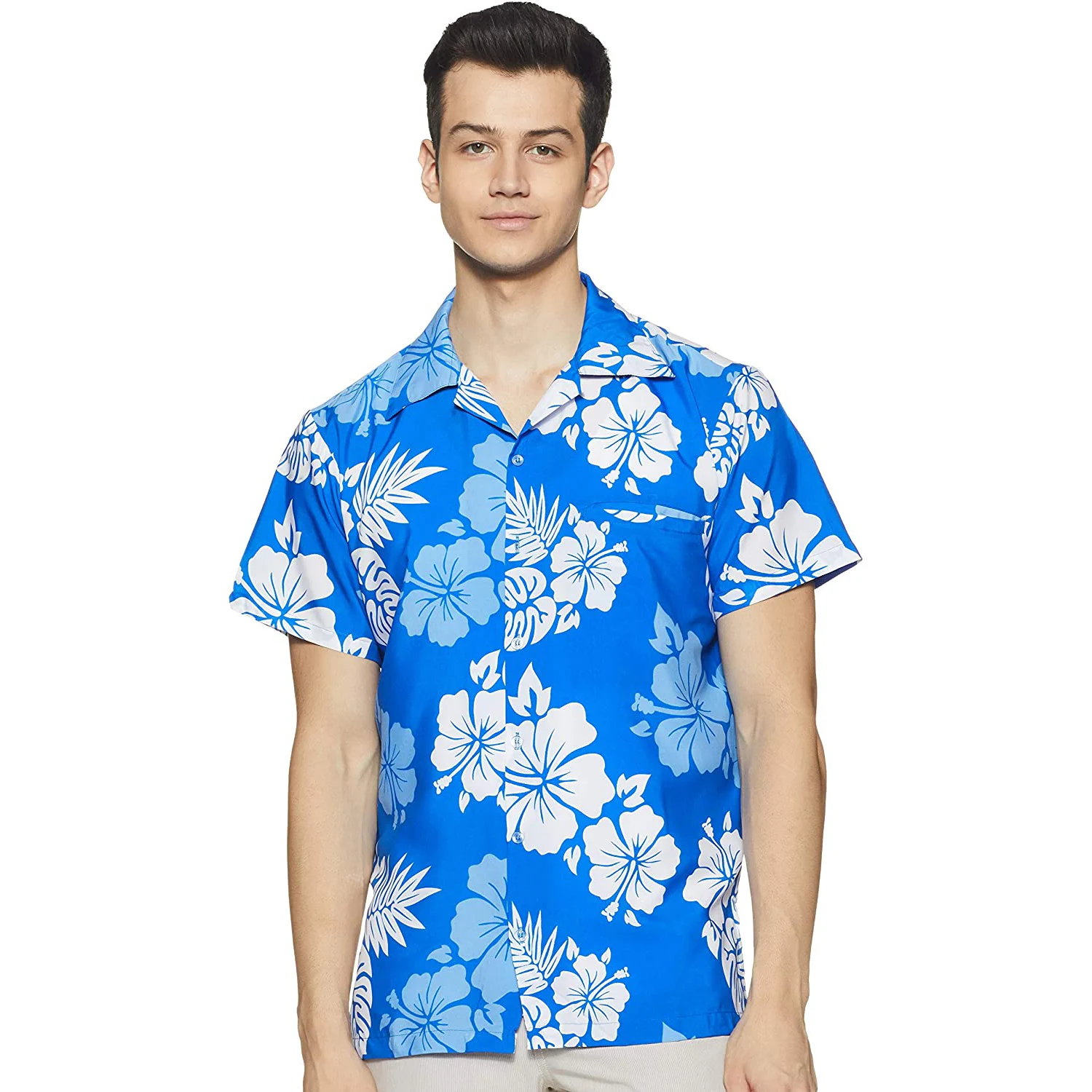 Summer new short sleeve shirts men custom printed Thin Flower hawaiian shirt