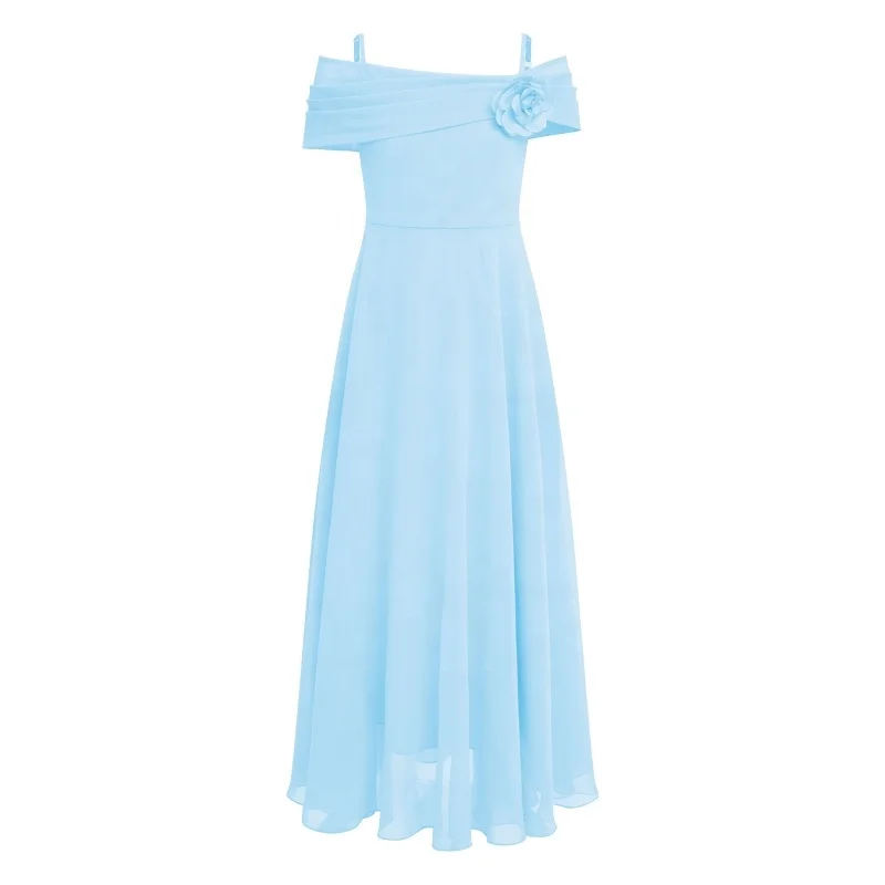 Kid Wedding Proms Ruched Chiffon Children Dress Bridesmaid Birthday Evening Dresses For Girls Of 9 Years Old