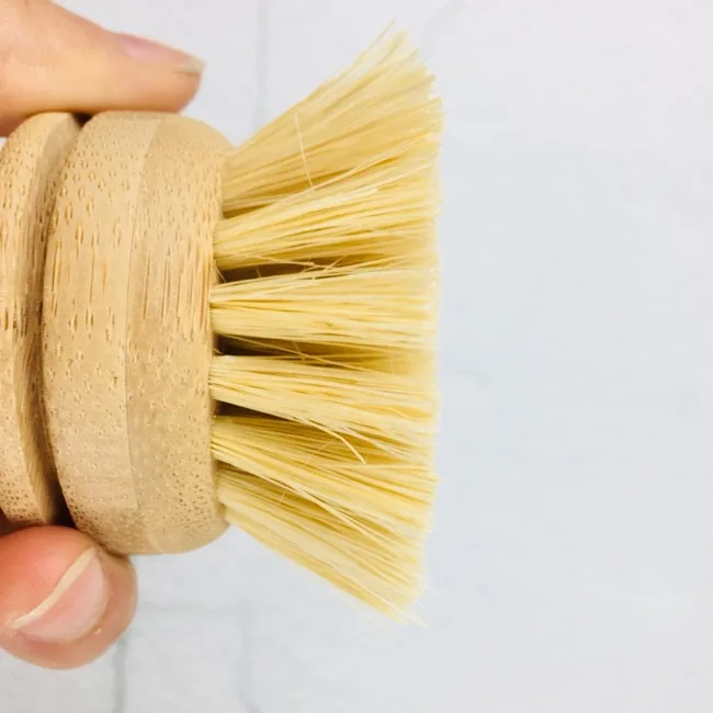 Natural Bamboo Handle Pot Cleaner Dish Brush with replacement head