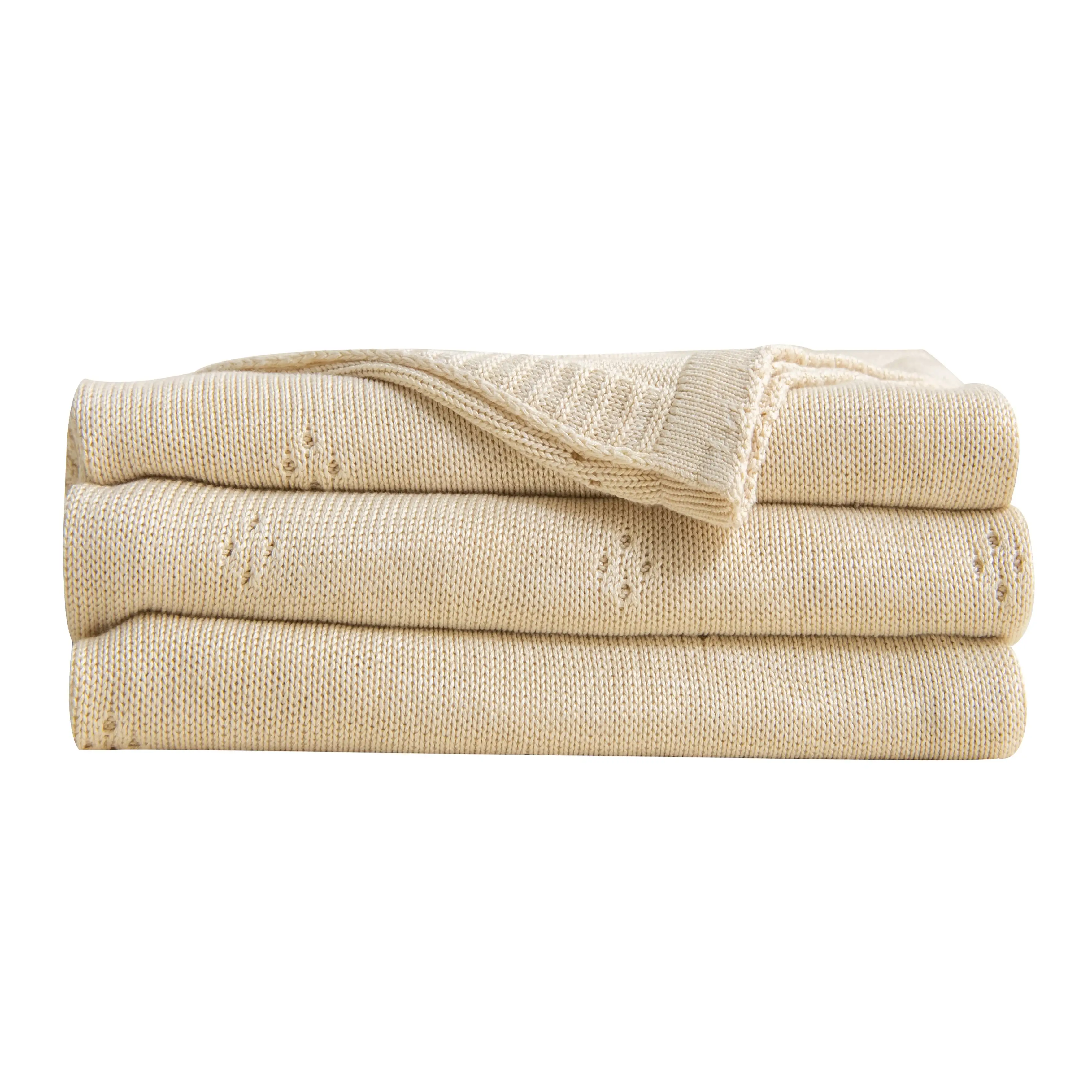 100% Natural Bamboo Fiber Crochet Knitted Throw Blanket