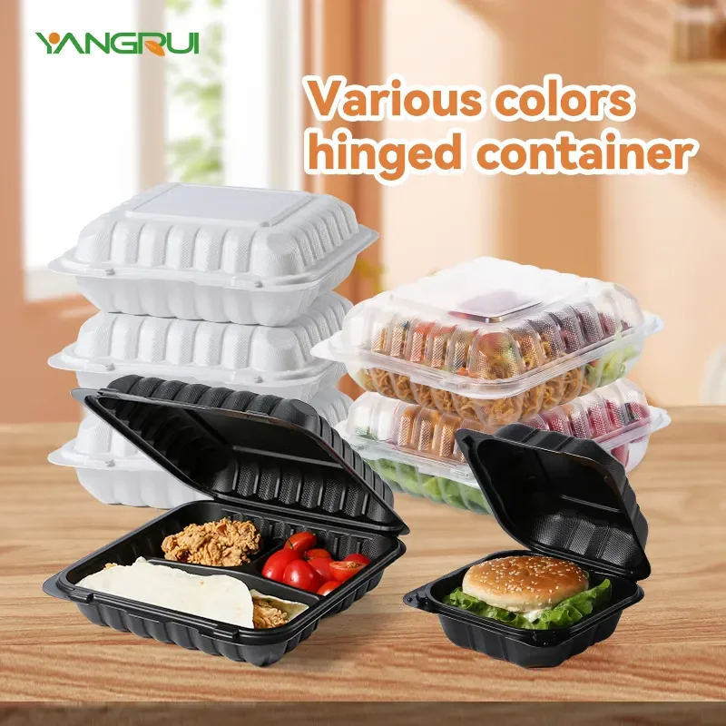 Takeaway Restaurant Microwave Freezer Safe Meal Prep Food Containers Mfpp Plastic Clamshell Burger Lunch Box