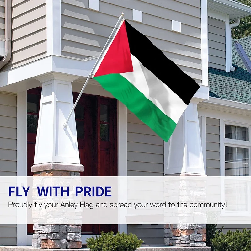 New Custom Logo Design 3x5Ft 90x150cm Digital Printing 100% Polyester Red Black Green Palestine National Country Flag