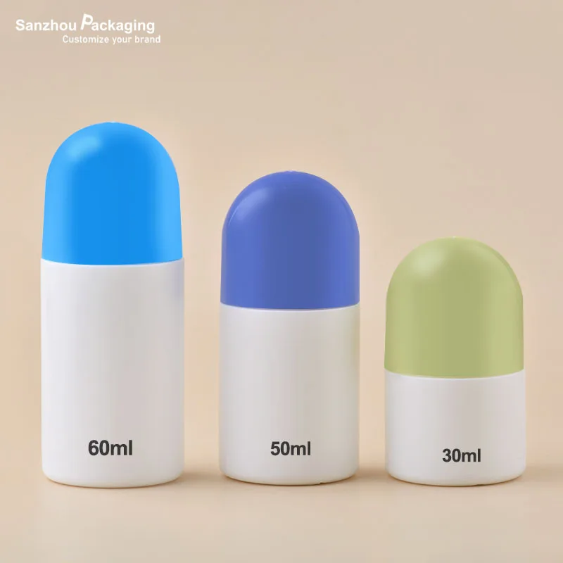 PE Roll-on deodorant stick container gel deo stick tube 60ml/50ml/30ml with custom logo