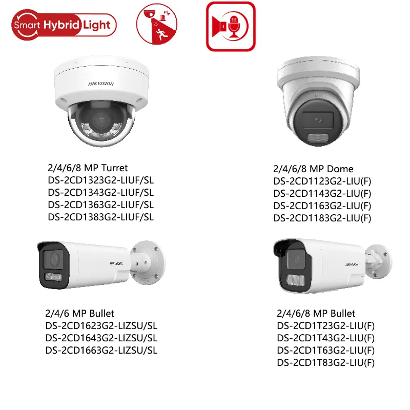 Hik 4MP Smart Hybrid Dual Light MD 2.0 storage up to 512 GB Built-in mic IP67 Varifocal Dome Network Camera DS-2CD1743G2-LIZSU