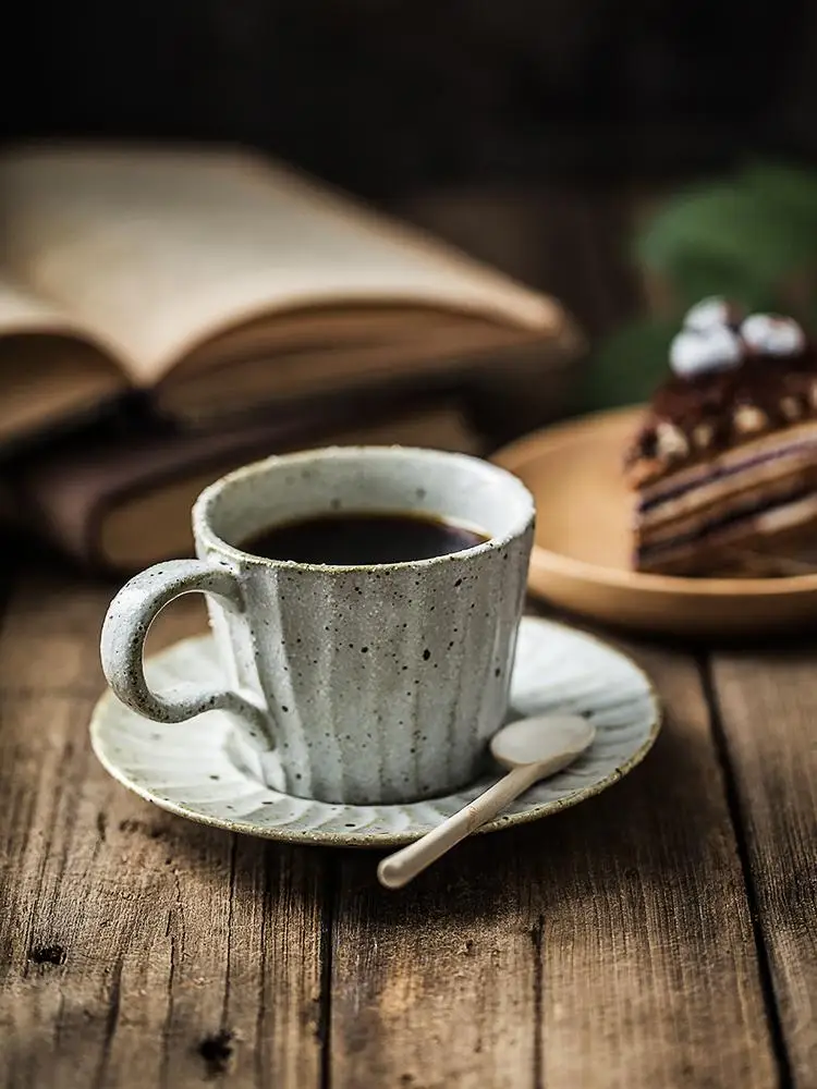 
Japanese-style retro stoneware ceramic coffee set set household personalized cappuccino coffee cup 6-piece set customization 