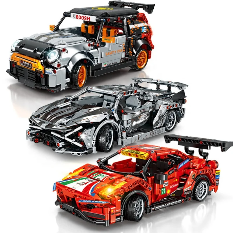 Технический 1:24 Супер спортивный автомобиль блок MOC откатной сборочный конструктор Модель Детская развивающая игрушка