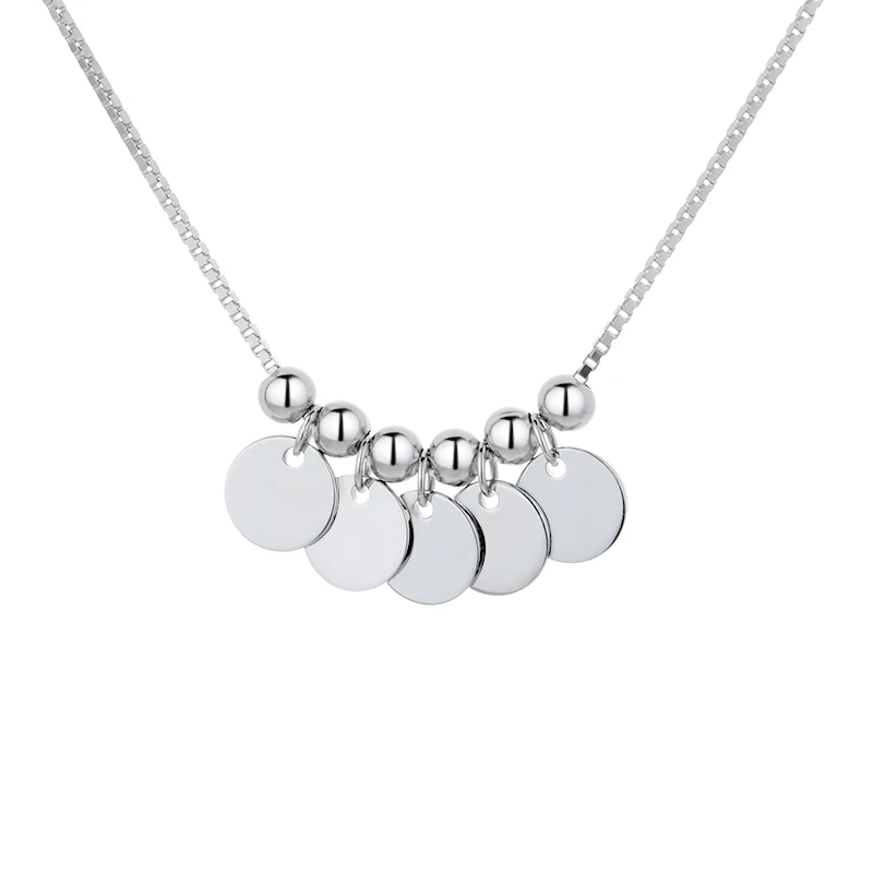 925 Sterling Silver Small Wafer Pendant Necklace Minimalist Personality Elegant Gold Plated INS Korea Style For Women