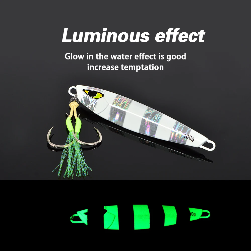 Tolure 30g 40g 60g 80g 100g metal jig lure slow pitch jigging luminous japan quality salt water fishing lures