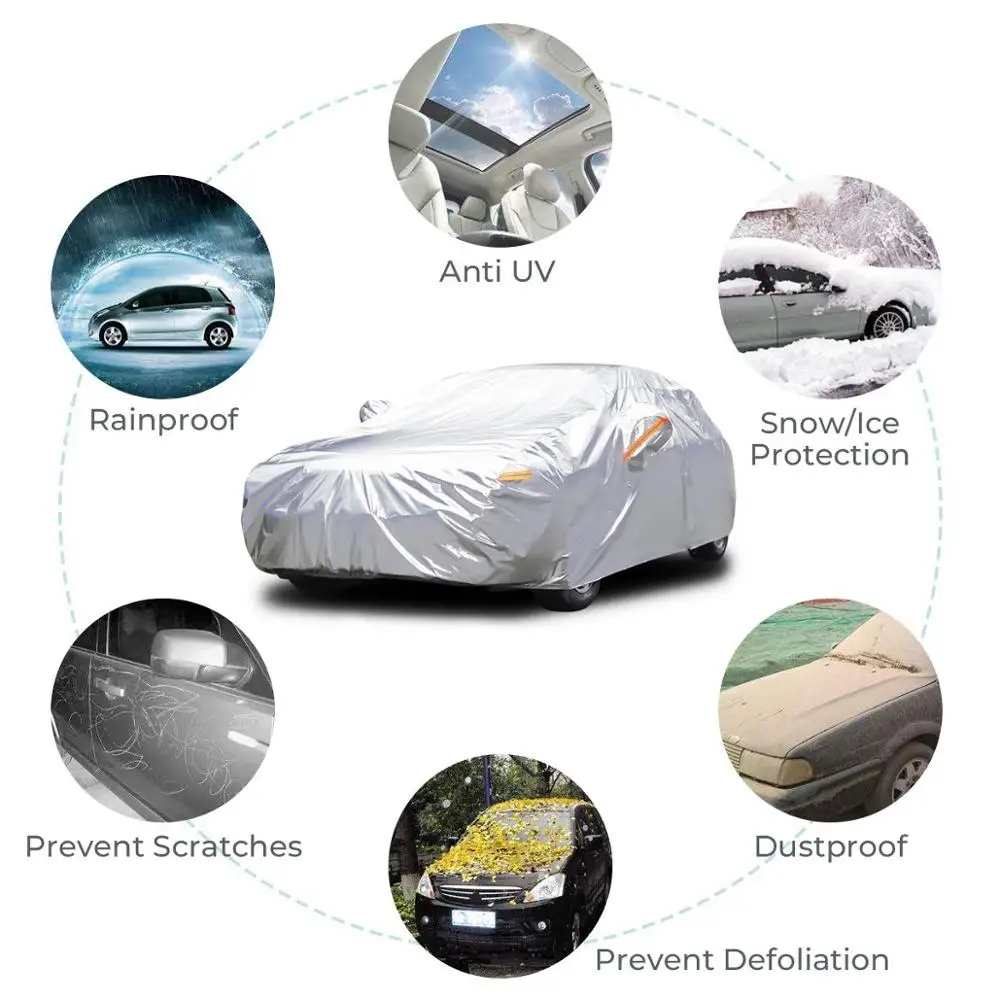 All Weather Car Cover 6 Layer Breathable UV Protection Waterproof Dustproof Universal Fit Full Car Covers