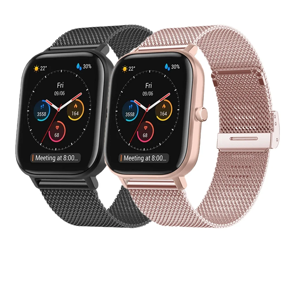 Metal Strap For Amazfit GTS 2/GTS 2 Mini/GTS 2e, 20mm Mesh Woven Stainless Steel Band For Amazfit GTR 42mm/GTS 4/GTS 3