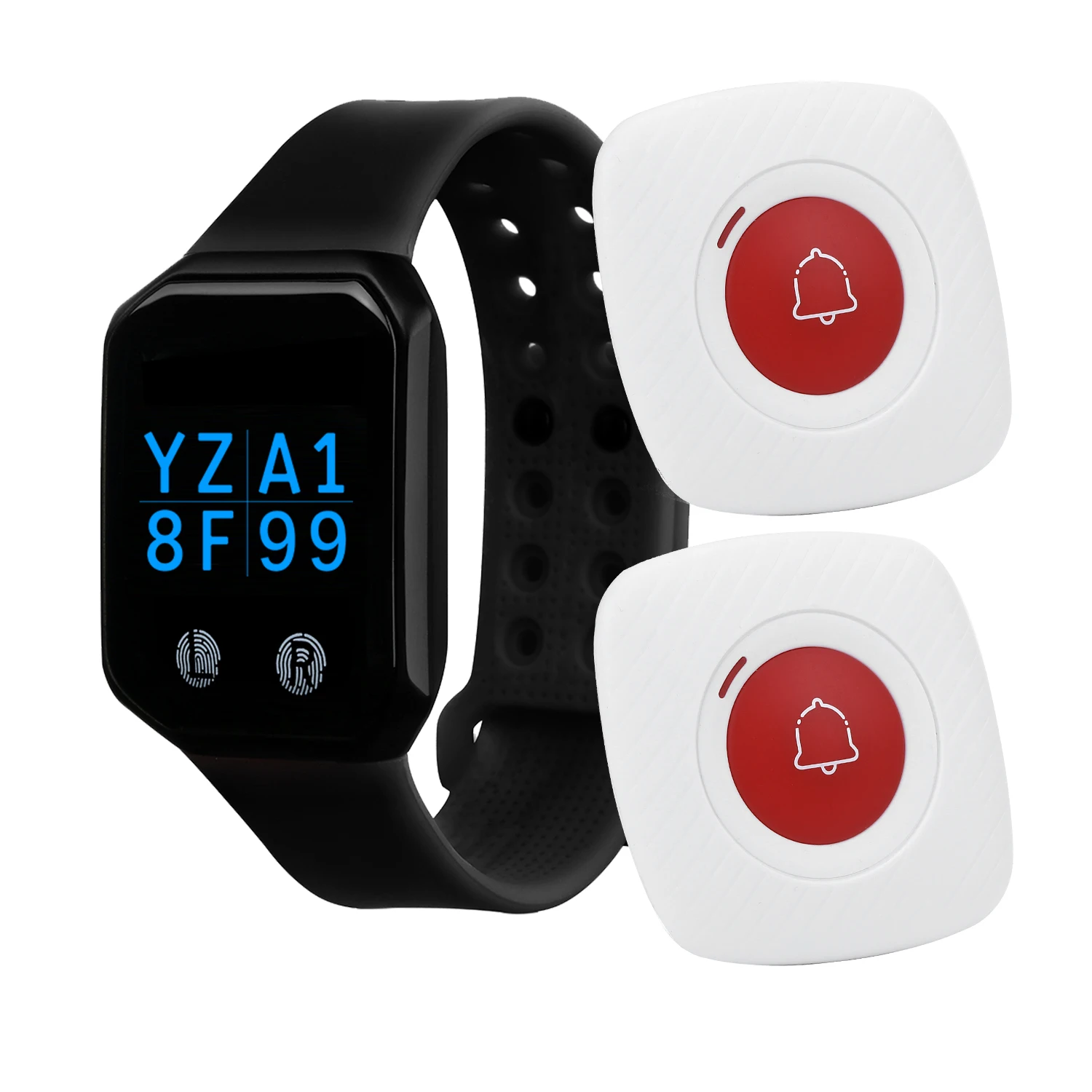 BYHUBYENG Cheap Price Restaurant Call System Pager 1 Touchable Wrist Watch Pagers  2  Buttons nurse call pendant