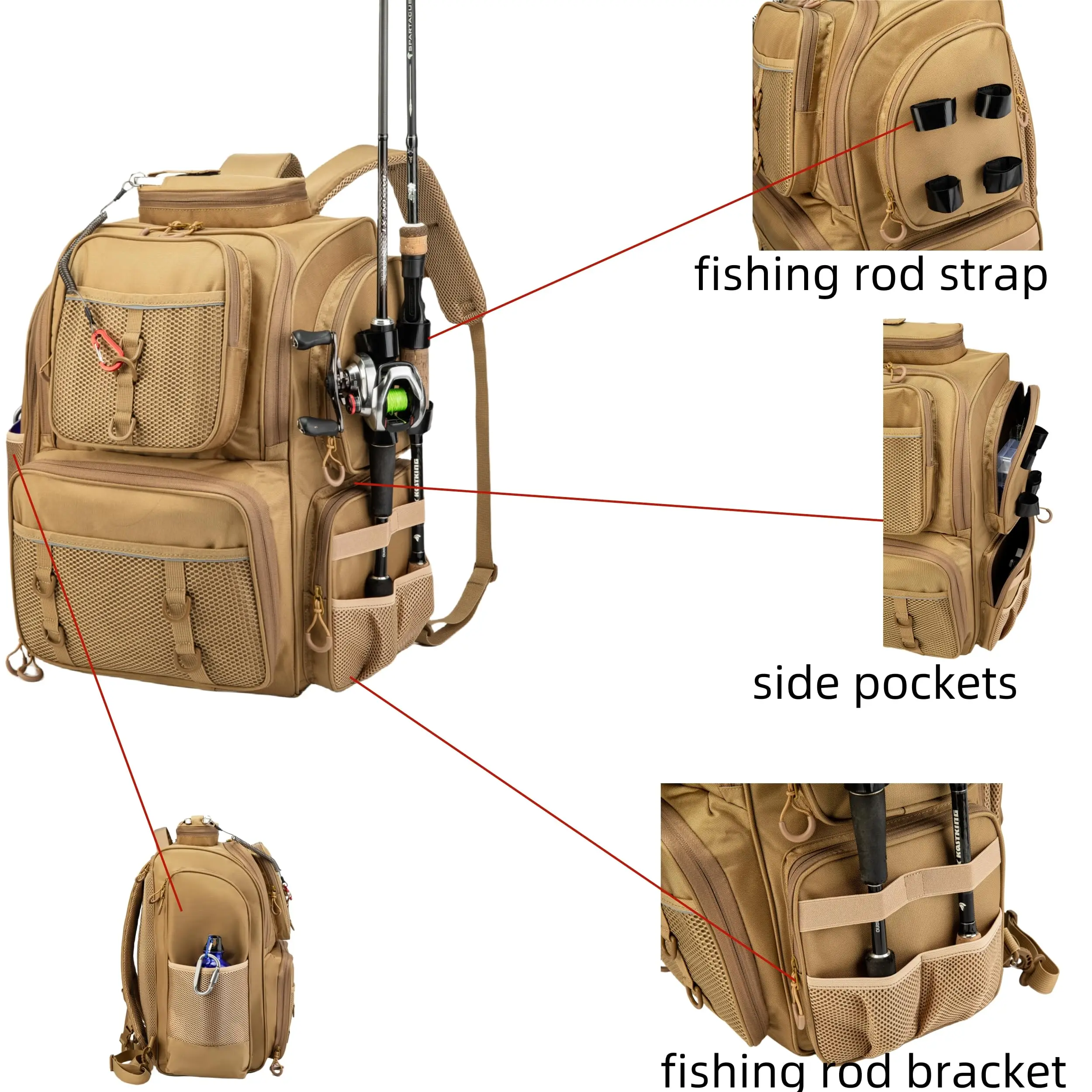 Fishing Gear And Equipment Bag Storage Rod Holders Tackle Boxes Fishing Bag 45l Roller Tackle Fishing Backpack