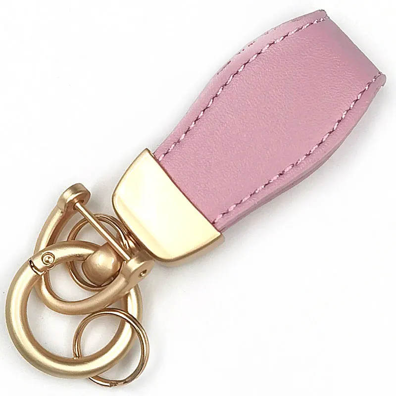 Metal keychains can heat transfer print logo blank leather lambskin key holder ring custom brand for car motorcycle bicycle