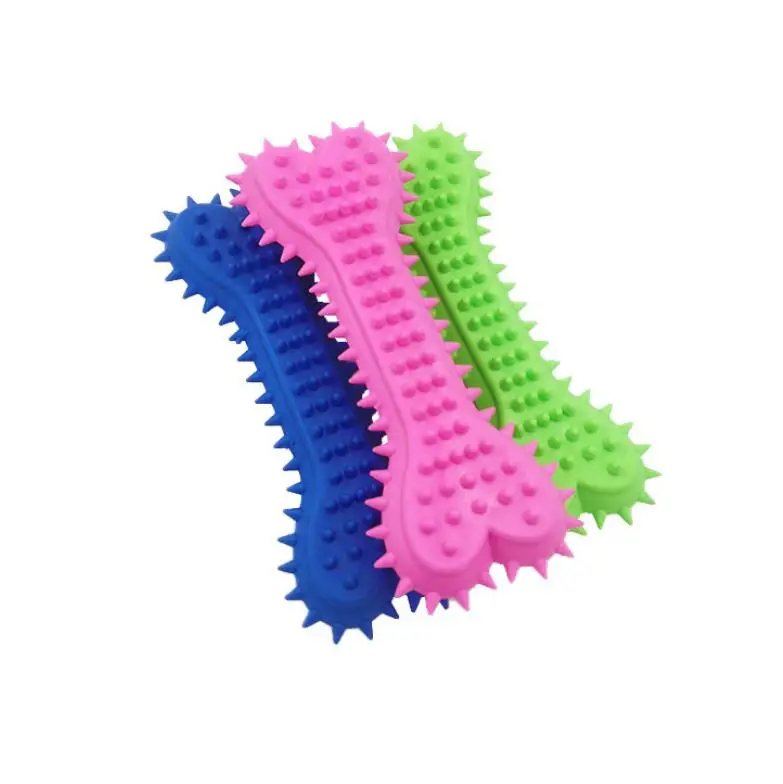 pet supplies Solid transparent rubber pet toy spike bone Durable bone dog toy