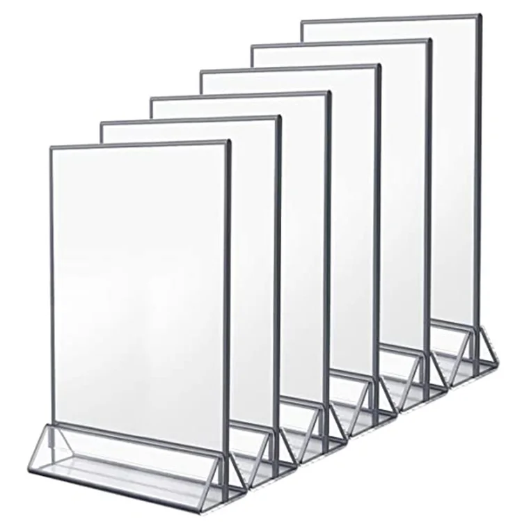 Clear a3 a4 a5 a6  acrylic sign holder menu holder acrylic menu display stand table wedding sign holder with Gold Borders