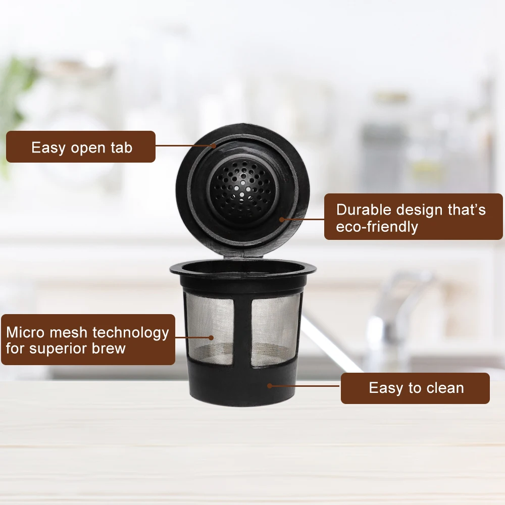 HSJ 4 Pack Reusable K Cups for Keurig,Refillable K CUPS Coffee Filters, Stainless Mesh Reusable Coffee Pods