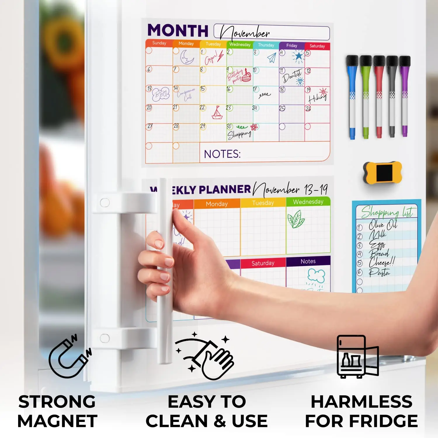 Dry Erase Monthly Whiteboard Magnet Calendar Erasable Family Schedule Planner Board
