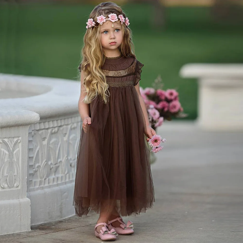 children Summer Sleeveless Dress Sweet lace princess Dress for Birthday Easter Party Baby Girls Dress