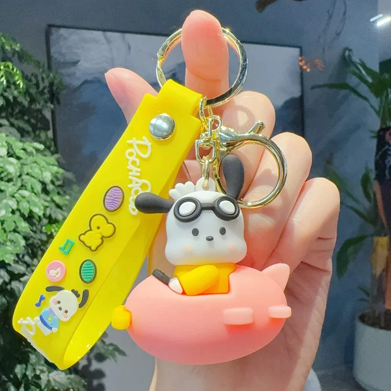 Sanrioo Anime Keychain Cute Cosplay Pochacco Doll Keyring Kawaii Children Toys Women Car Pendant Keychains Christmas Gifts