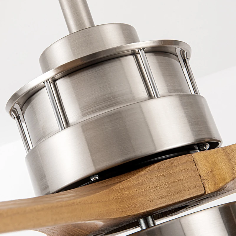 Hot sell solid wood 3 blades 42 Inch Chrome black Electric DC Motor Decorative Ceiling Fans  with remote control