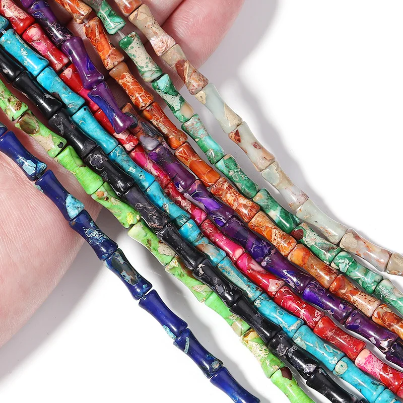 5x12mm Natural Dark Green Jasper Stone Beads Gemstone Tube Beads For Necklace Bracelets Jewelry Making (AB2040)