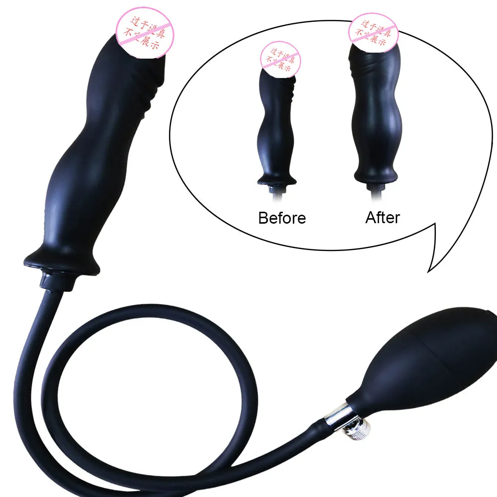 Balloon Inflatable Dildo Anal Plug Sex Toy with Manual Air Pump Handle Expander Stretcher Ass Spreader