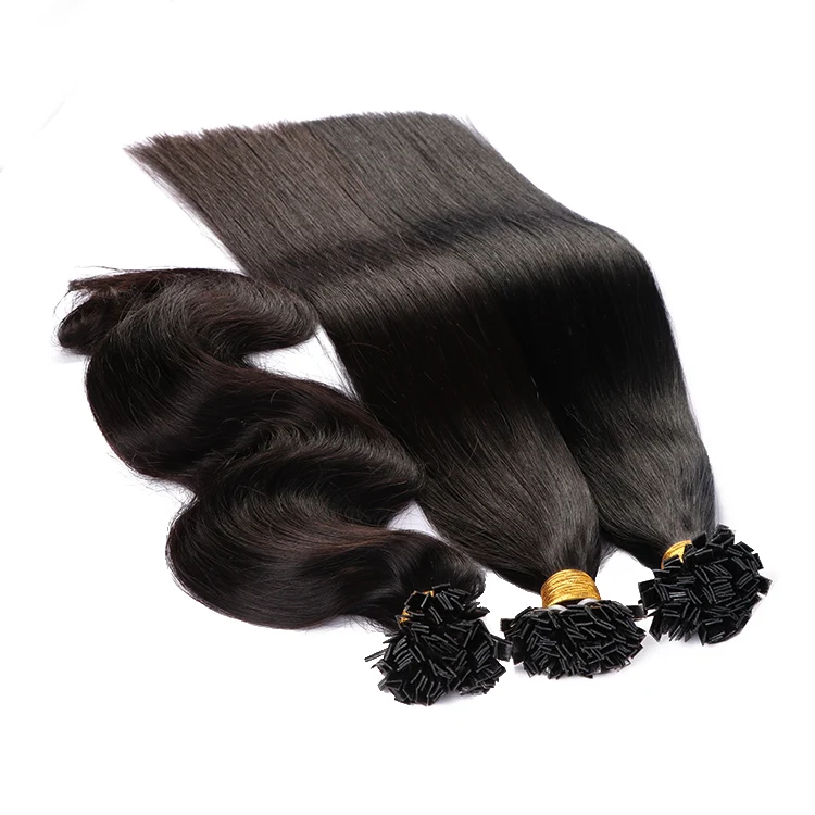 Wholesale Russian Virgin Human Hair Keratin Flat tip Double Drawn Pre bonded K Tip Hair Extensions