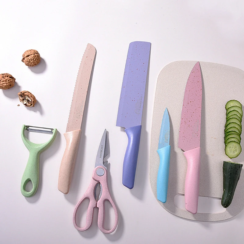 
7-piece Household Wheat Straw Kitchen Knife Set 