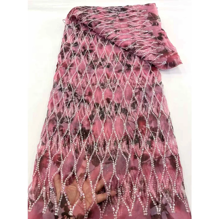 Custom White Wedding Beads Sequins Lace Fabrics Embroidery Mesh Bridal Beads Quality Black Color African French Beaded Net