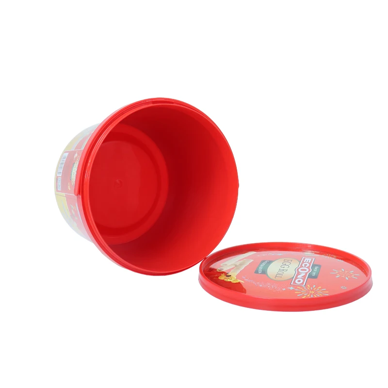 Best price plastic iml chocolate candy packaging food bucket tub container with lid cookies plastic packaging containers