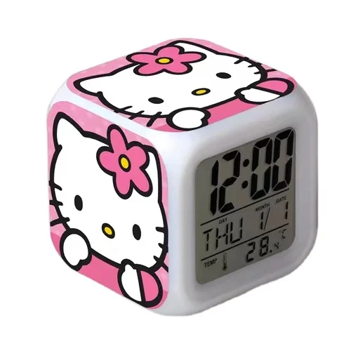 Hello kittyi girls wake up light kids digital alarm clock button batteries HK usb bed alarm clocks
