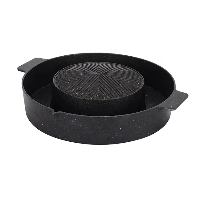 Aluminum deep Mookata grill and pot Thai Korean Japanese Style Mookata round bbq grill pan