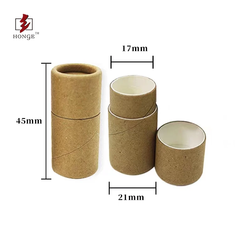 HONGE Hot Sale Paper Lip Balm Tube Packaging  Biodegradable Cardboard Container Small Round Tubes 0.2 0.5 1 2 oz Push Up Tube