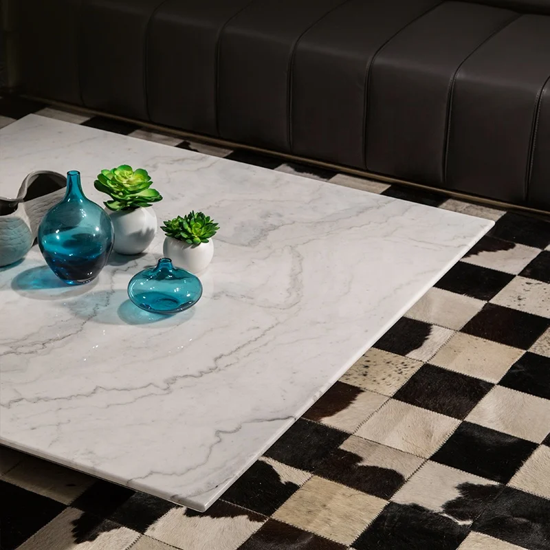 Foshan Shunde Furniture Factory Direct Sale White Marble Modern Square Coffee Table