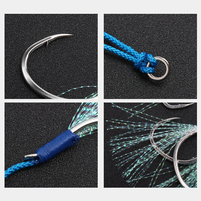2pcs/lot Fishing Hooks Sea Fish Assist Hook Fishhooks Jig Slow Feather For Fishing Attract