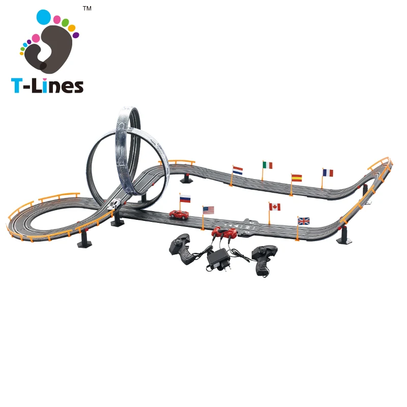 High Quality B/O DIY Electric Racing Set Slot Car Toys  1/64 Track Rail For Kids