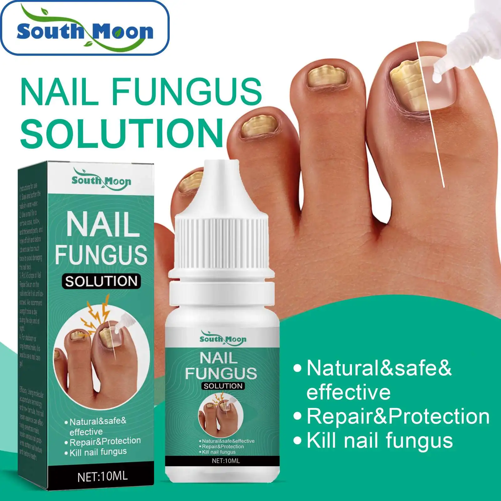 South Moon 10ml Nail Fungal Treatment Feet Care Foot Repair Nail Fungus Removal Serum Gel Anti Fungal Nail Repair Treatment
