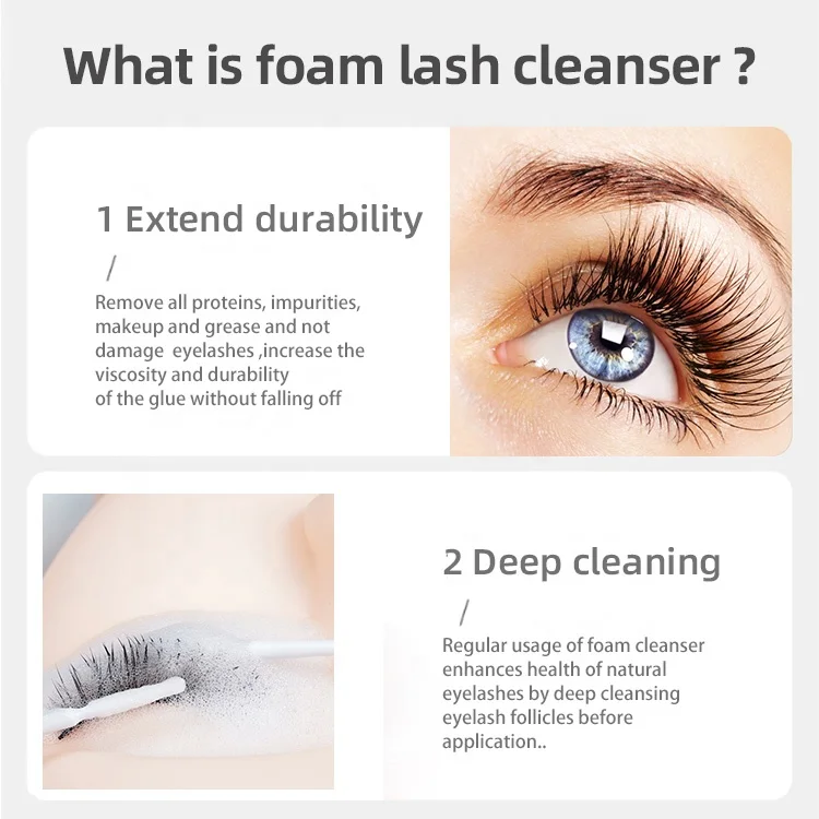 pre lash treatment Skin Friendly Natural Deep Cleansing Eyelash extention Shampoo 60ml Oil Free Lash Foaming Cleanser