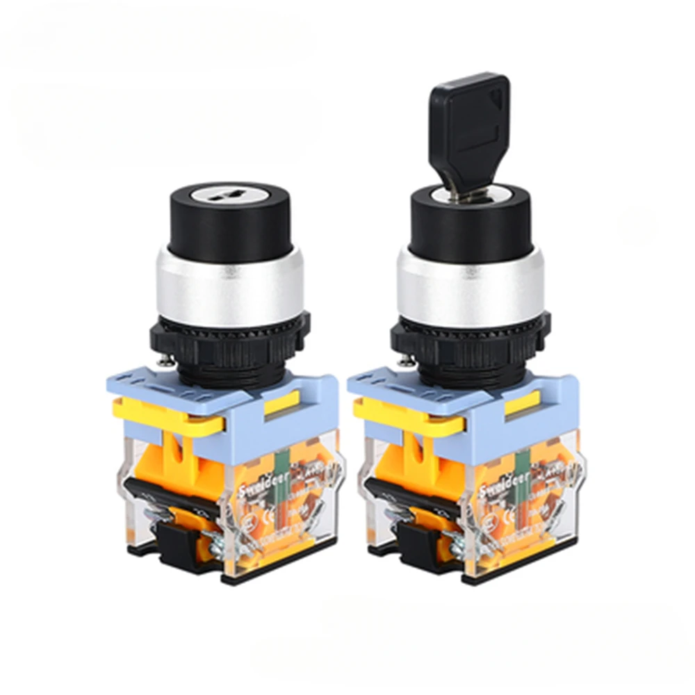 SWEIDEER 22mm 2/3Way Momentary Self-Lock Rotary Key Switch Transfer on Off Knob Switch for Electrical Panelboard