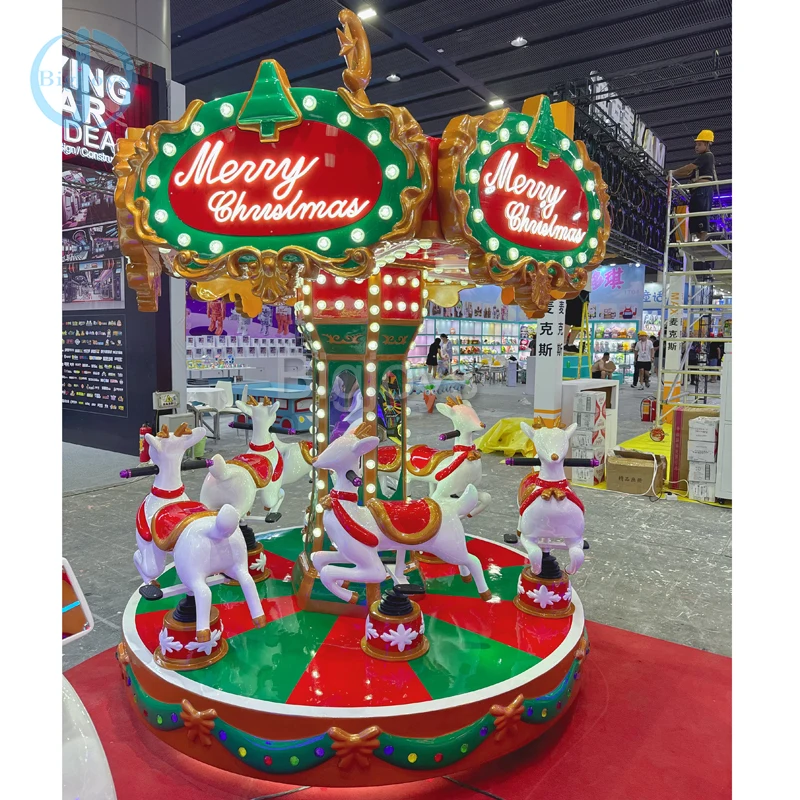 Kids Merry Go Round Theme Park 6 Seats Christmas Carousel  shopping Mall Amusement Park Rides For Sale