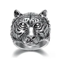 factory custom hip hop wholesale Hot sale stainless steel tiger championship ring for Collectible  big rings style for men