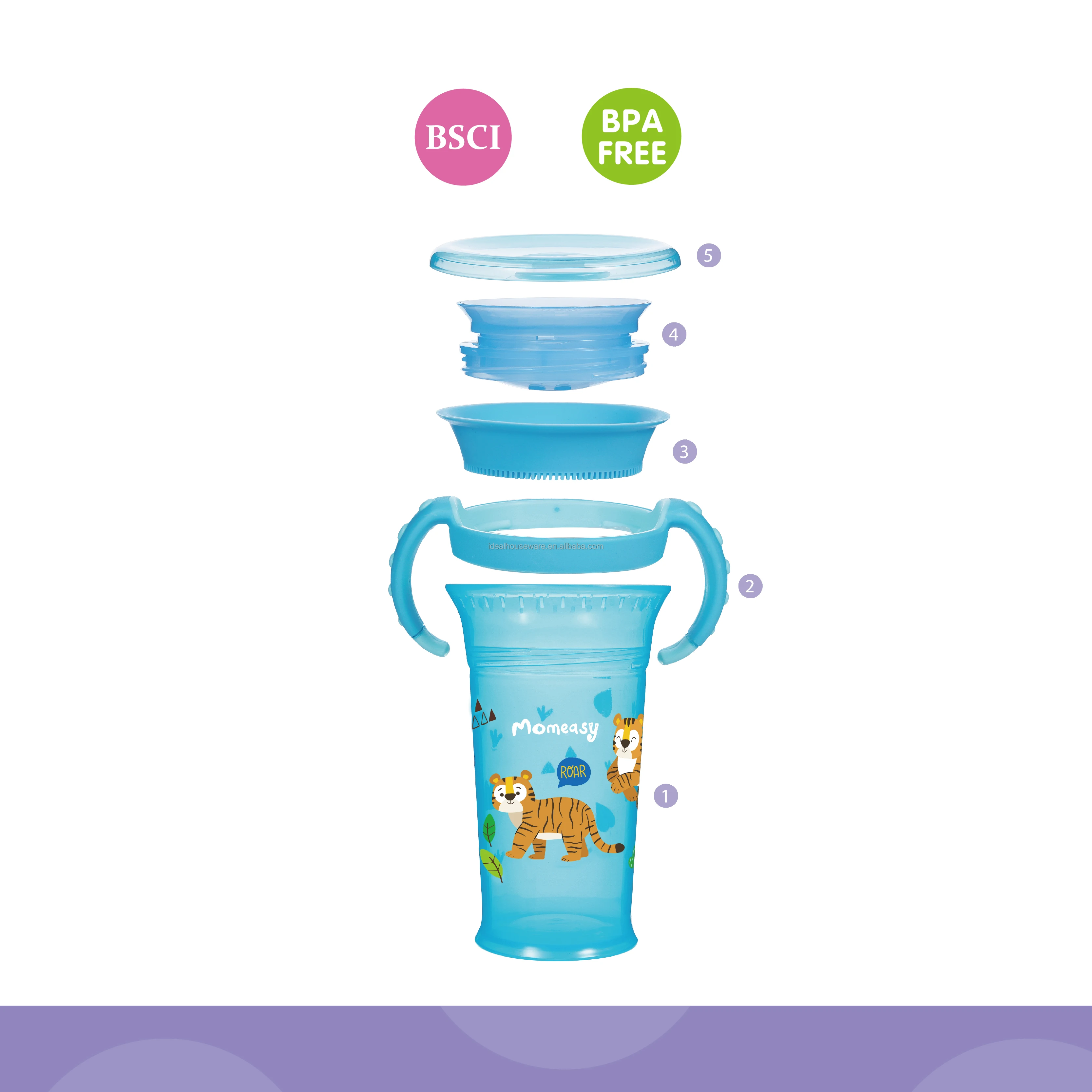 9oz /270ml PP Baby 360 Degree Natural Drinking Cup With Double Handle