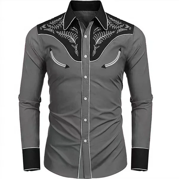 High quality trending western vintage collard latest casual shirts designs long sleeve men custom shirt