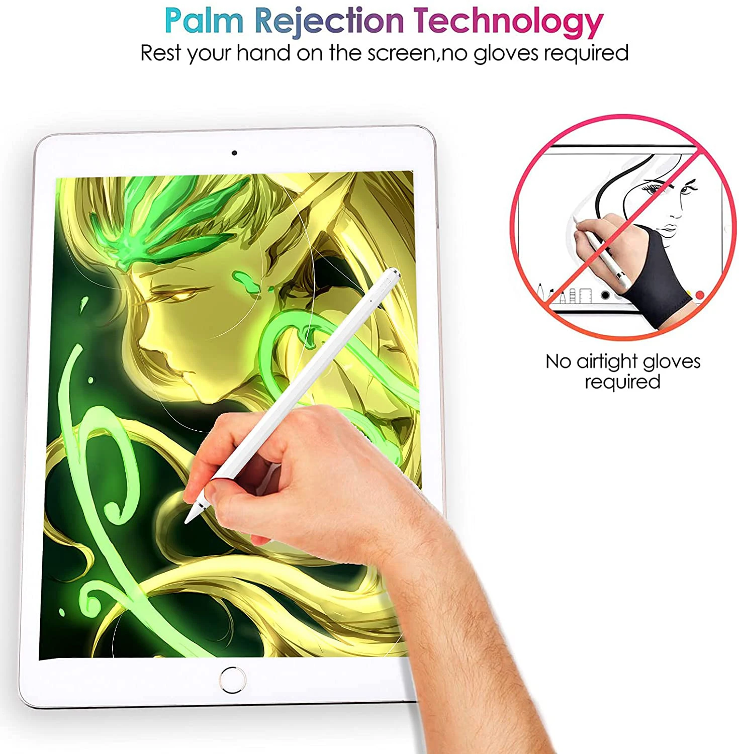 Active Stylus Pen Capacitive Stylus Digital Pen with High-Precision Conductive Plastic Tip Compatible for IOS Android Tablets