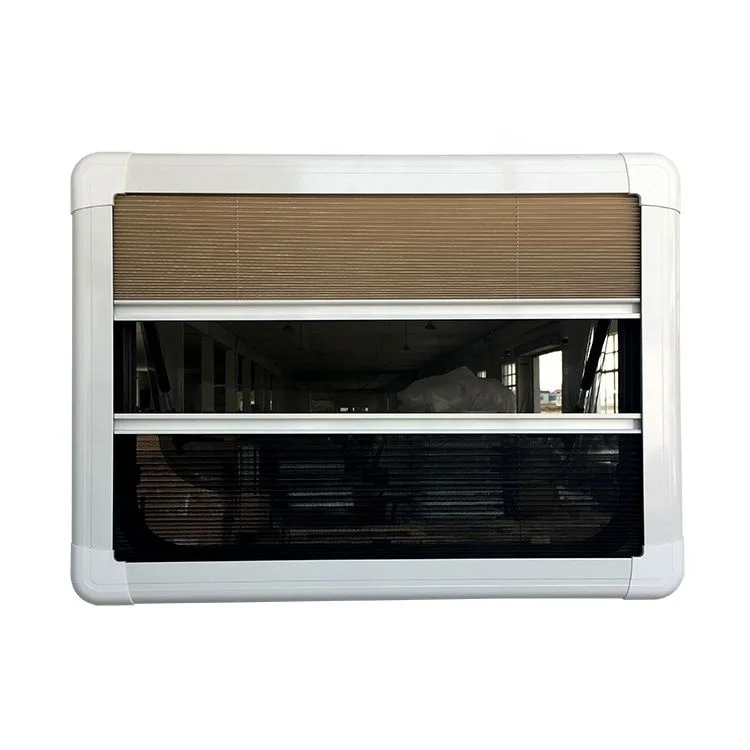 Caravan parts Double glazed layer acrylic RV Caravan Motorhome Camper Push Out Window with flyscreen and blind